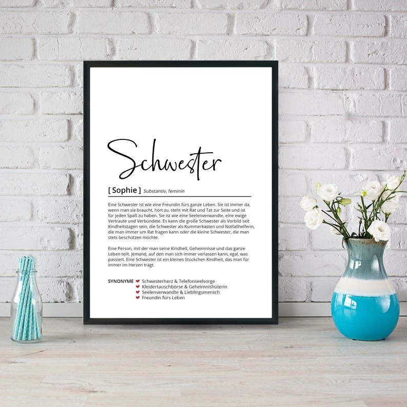 Sister Definition, Gift Personalized Poster, DIY Instant Download