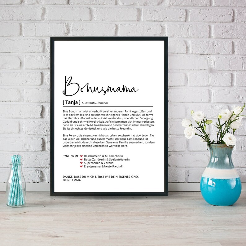 Définition de maman bonus, cadeau daffiche personnalisé, modèle