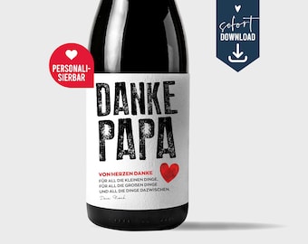 Thank you Dad gift Father's Day, personalized beer label, birthday label bottle label beer, last minute gift, digital download