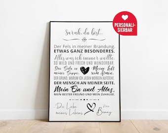 Liebe meines Lebens - Fels in der Brandung | Personalisiertes Poster | Geschenk | Valentinstag | Verlobung | Hochzeit | Liebe | Traumpaar