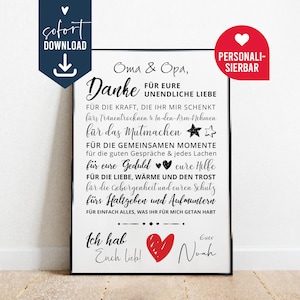 Thank you GRANDMA and GRANDPA, personalized poster gift, DIY instant download digital template, grandparents say thank you, birthday Christmas