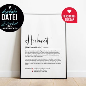 Wedding Definition | Personalized poster | Download | Gift | Wedding | Wedding gift | Marriage | Dream couple | Thank you | Dictionary
