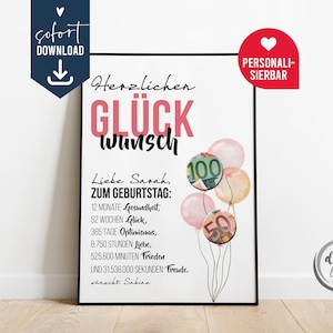 Regalo de dinero de cumpleaños personalizado, regalo de dinero de cumpleaños creativo de último minuto, manualidades de regalo originales DIY, descarga instantánea en PDF