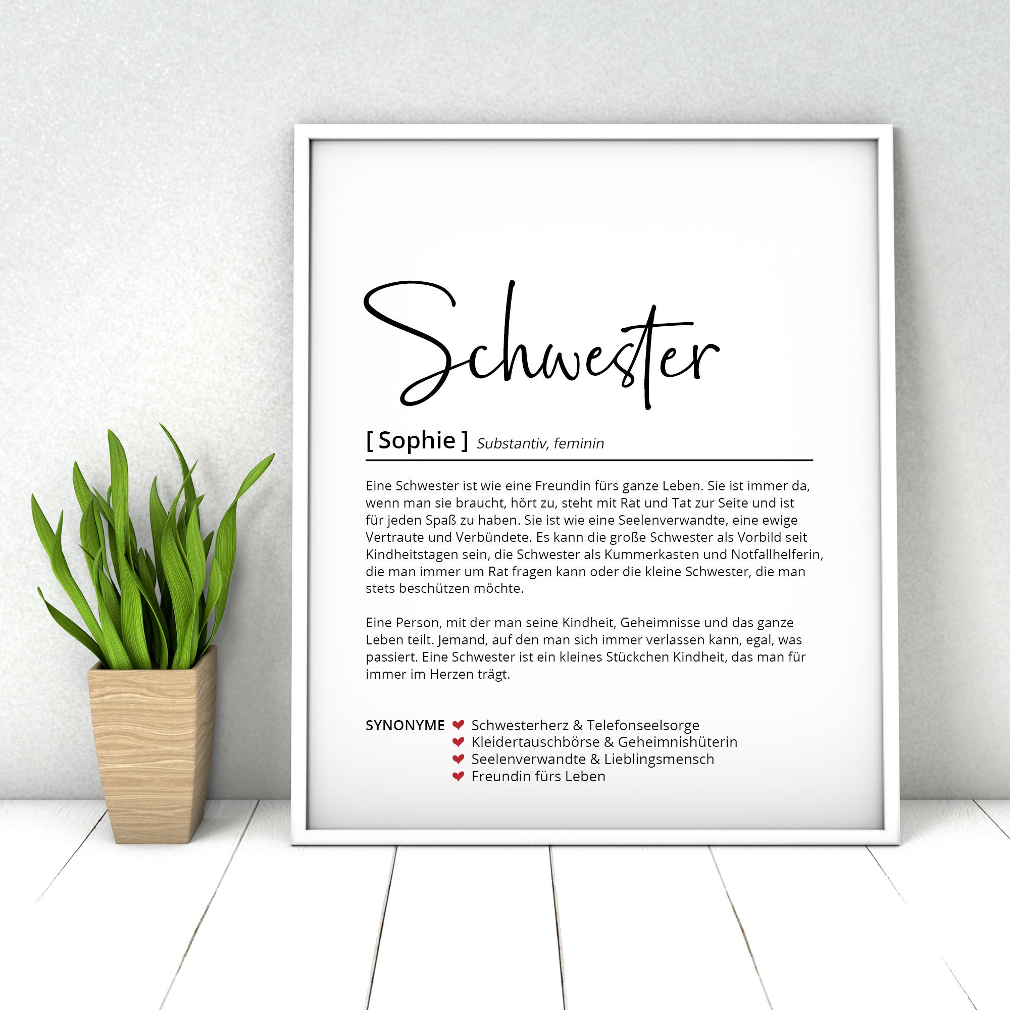 Schwester Definition Personalisiertes Poster Geschenk | Etsy