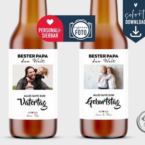 Presente de pai Dia dos Pais Aniversário, Rótulo de cerveja personalizado com foto, Rótulo de garrafa de cerveja, última hora, download digital