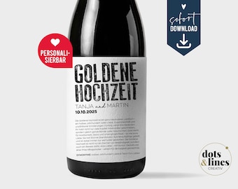 Personalized Golden Wedding Anniversary Bottle Label, 50th Wedding Anniversary Gift, Funny Wine Label for 50 Years of Marriage, Digital Last Minute