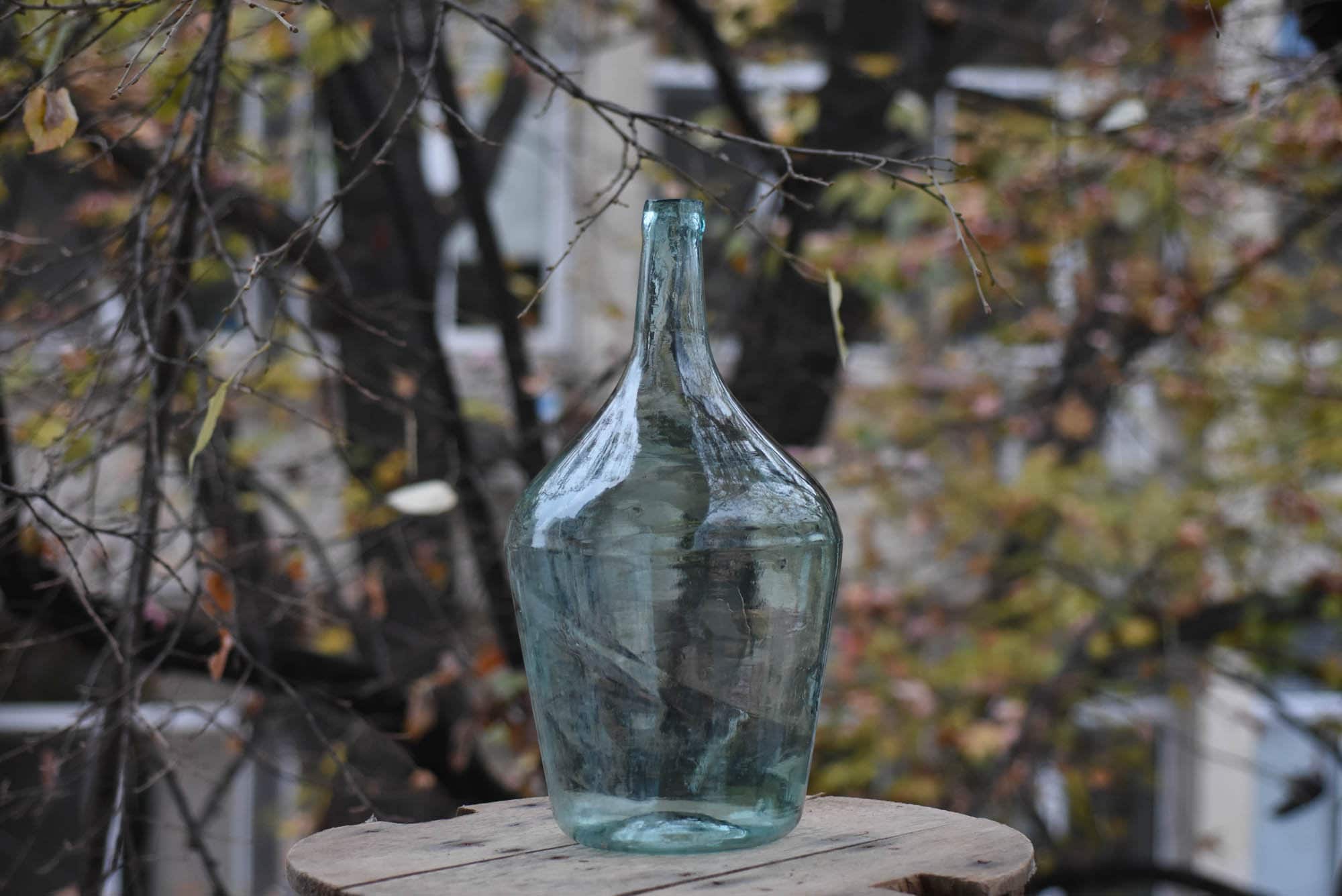 Vintage Large Green Glass Demijohn 8 liters//wine Etsy