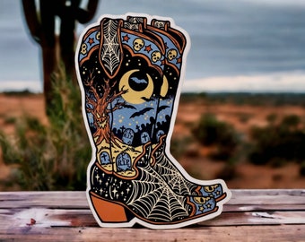 Vinyl Sticker, Haunted Boots, Spooky, Western, Halloween Sticker