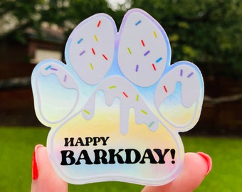Holographic Sticker, Happy Barkday