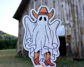 Glitter Sticker, Ghost, Spooky, Western, Halloween Stickers