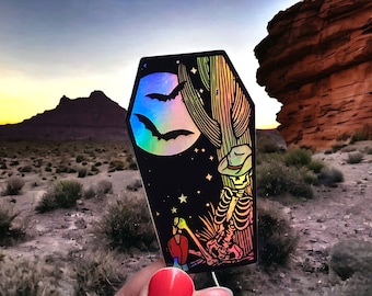 Holographic Sticker, Bury Me Among The Cacti, Spooky, Western, Halloween Sticker