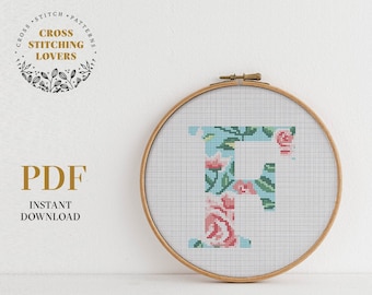 Monogram Letter Cross Stitch Pattern, Alphabet embroidery pattern, Gift Cross-stitch, wedding cross-stitch, instant download PDF, home decor