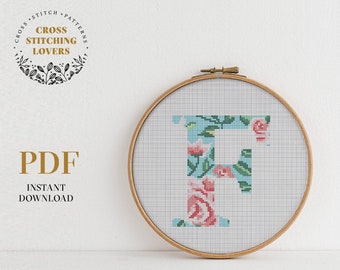 Crossstitch Letter F Etsy