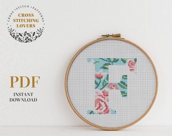 Monogram Letter Cross Stitch Pattern, Alphabet embroidery pattern, Gift Cross-stitch, wedding cross-stitch, instant download PDF, home decor