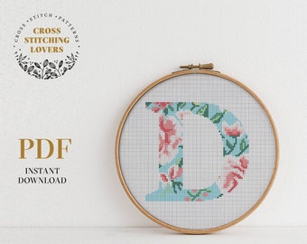 Alphabet Cross Stitch Pattern, Monogram Cross Stitch, C letter embroidery design, Gift Cross-stitch, instant download PDF, home decor