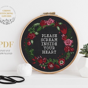 Quote Cross Stitch Pattern, Modern counted Cross Stitch Chart, PDF instant download
