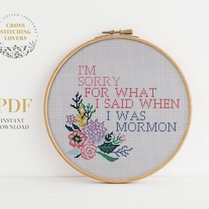 Funny cross stitch pattern, flower embroidery pattern, wall home decor, instant download PDF chart, crossstitch gift idea