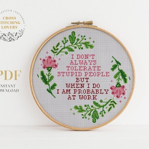 Snarky cross stitch pattern, Funny and subversive counted cross stitch chart, home decor, modern embroidery, PDF instant download