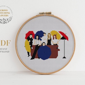 Friends INTRO cross stitch pattern, Umbrella theme counted cross stitch, Instant download PDF chart, Fans art, hoop art
