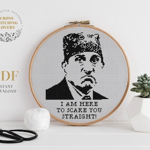 Prison Mike cross stitch pattern with funny quote text, easy cross stitching chart, hoop art home decor, instant download PDF file