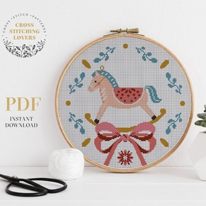 Cute Christmas PDF cross stitch pattern, Christmas home decor, instant download, hoop art