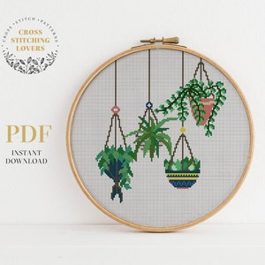 Plants cross stitch pattern, Cactus counted cross stitch PDF chart, modern embroidery pattern, funny gift idea