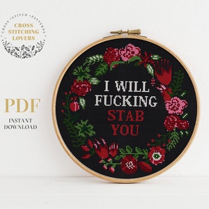 Cross stitch pattern, subversive and modern embroidery pattern, gift idea, wall home decor, instant download PDF