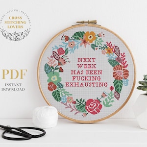 Ironic cross stitch pattern, Sarcastic text, Funny cross-stitch pattern, Subversive embroidery pattern, instant download PDF chart