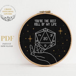 Padrão de ponto cruz de dados, você é o melhor rolo da minha vida, gráfico de pontos moderno, download instantâneo de PDF digital