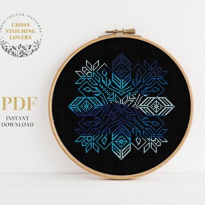 Snowflake cross stitch pattern, Christmas theme embroidery design, creative home decor, instant download PDF chart