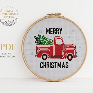 Christmas Cross stitch pattern, Merry Christmas embroidery chart, instant download PDF chart, Christmas home decoration, gift idea