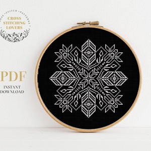 Winter snowflake cross stitch pattern, easy counted cross stitch chart, creative Christmas home decor, instant download PDF