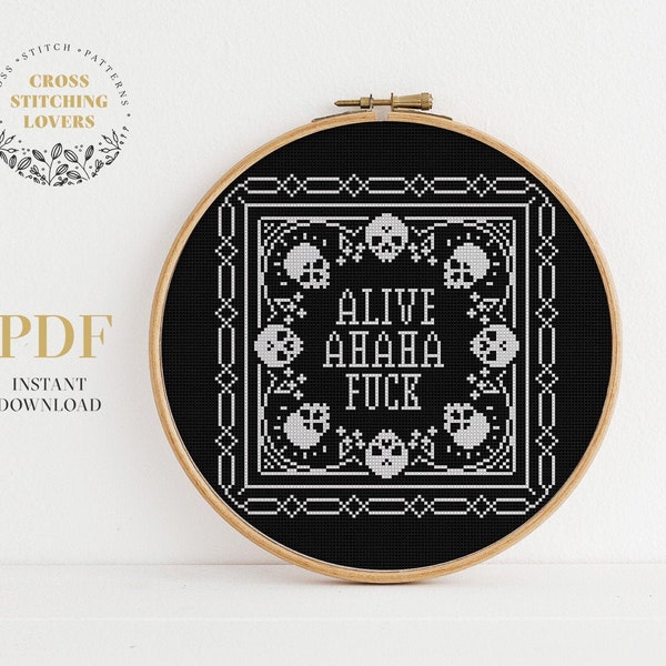Snarky Cross stitch pattern, Goth theme embroidery, Gothic home decor, Subversive PDF pattern, instant download