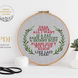 Funny Christmas cross stitch pattern, Fun and easy Christmas home decoration, creative gift idea, instant download PDF