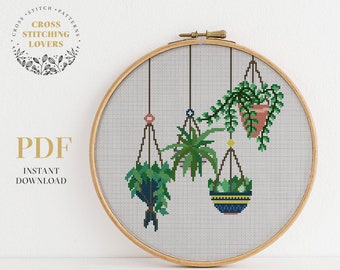 Plants cross stitch pattern, Cactus counted cross stitch PDF chart, modern embroidery pattern, funny gift idea