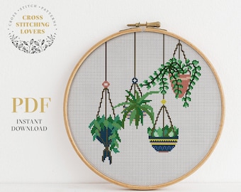 Plants cross stitch pattern, Cactus counted cross stitch PDF chart, modern embroidery pattern, funny gift idea