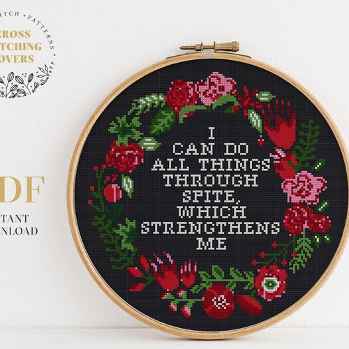 Funny cross stitch pattern If you/'re happy and you know it it/'s your meds easy beginner modern funny wall decor home decor floral wreath