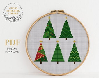 Christmas home decoration cross stitch, Fun and easy counted cross stitch pattern, creative gift idea, instant download PDF chart