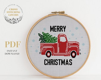 Christmas Cross stitch pattern, Merry Christmas embroidery chart, instant download PDF chart, Christmas home decoration, gift idea