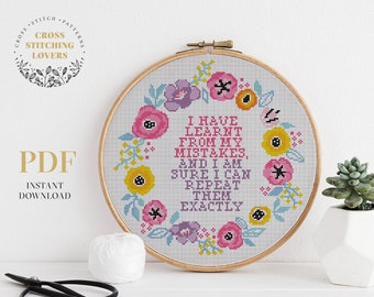 Sarcastic cross stitch pattern, Funny saying embroidery, instant download PDF chart, home decor