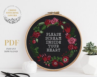 Quote Cross Stitch Pattern, Modern counted Cross Stitch Chart, PDF instant download