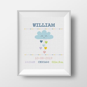 Baby shower gift cross stitch custom, personalized counted cross stitch, nursery decor, instant download PDF chart