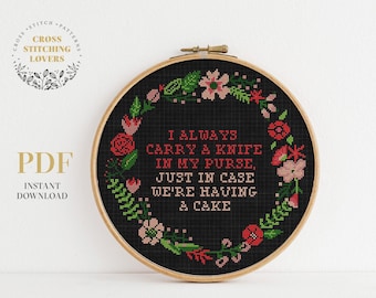 Funny cross stitch pattern, easy counted cross stitch chart, embroidery PDF instant download