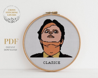 DWIGHT - modern cross stitch pattern, CLARICE - funny stitch text, home decoration, cross stitching instant download PDF chart