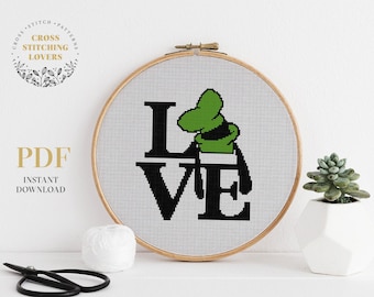 Love sign Modern Cross Stitch Pattern, Cartoon theme counted cross stitch, Easy Cross Stitch design, embroidery PDF chart, baby cross stitch