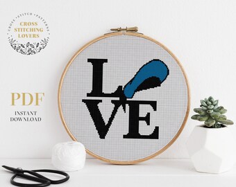 Love Cross Stitch Pattern, Baby theme, Donald, Counted cross stitch, Easy embroidery chart, home decor, instant download