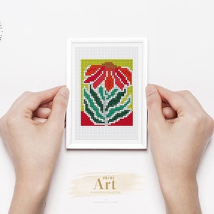 Flower theme cross stitch pattern, Mini floral embroidery artwork, PDF Instant Download