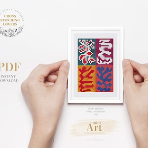 Small ART cross stitch pattern, Famous painting mini embroidery, Instant Download PDF, home decor
