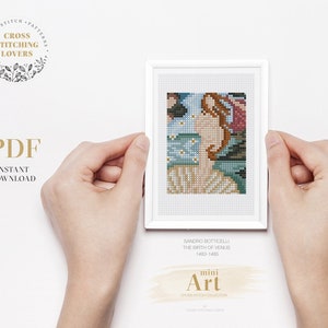 Mini painting cross stitch pattern, Famous masterpiece small hand embroidery, PDF Instant Download