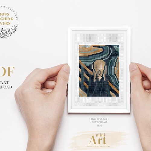 Famous Painting Mini Cross Stitch Pattern Vase With Twelve - Etsy